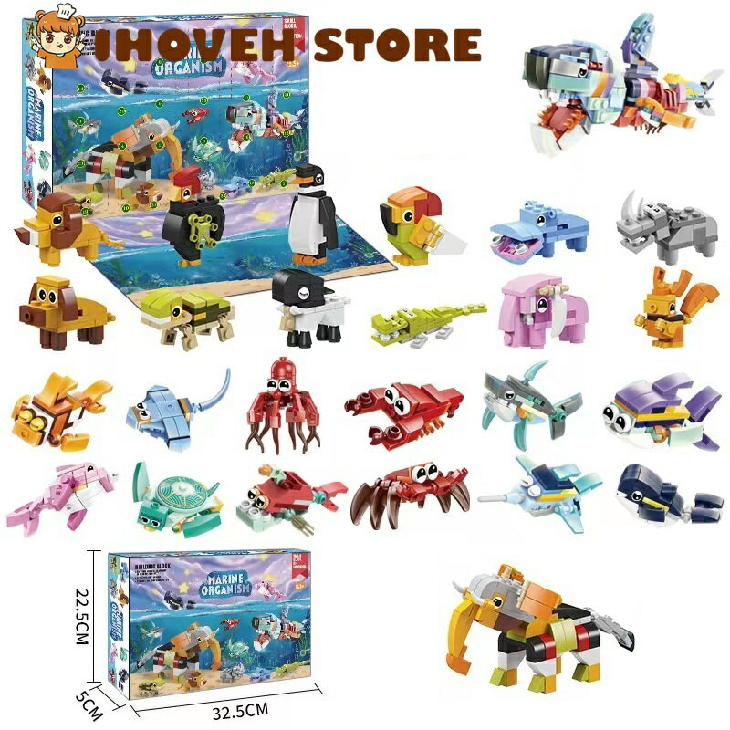 アドベントカレンダー 2025 ブロック 動物 子供 おもちゃ クリスマスプレゼント 子供 ギフト クリスマス カウントダウン カレンダー クリスマス 飾り 飾り付け 装飾 オーナメント 【海外通販】のサムネイル