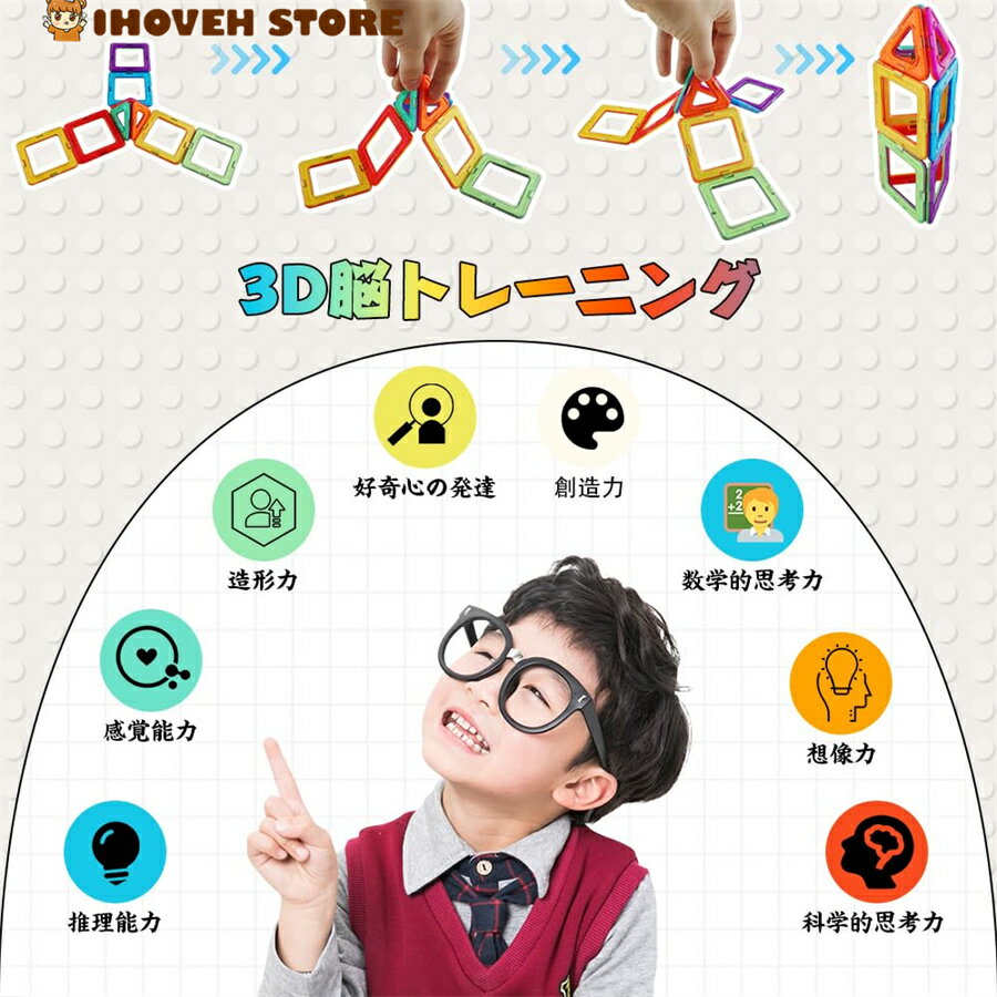 【楽天倉庫発送】40PCS 磁石ブロック マグネット マグネットブロック DIY磁気積み木 知育玩具 三角形24個 正方形16個 想像力と創造力を育てる 図形 組み立て 学習玩具 磁石おもちゃ 立体マグネット マグネッおもちゃ 男の子 女の子 子ども贈り物 3