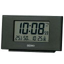 セイコークロック(Seiko Clock) 置き時計 黒メタリック 本体サイズ:7.8×13.5×3.8cm 目覚まし時計 電波 デジタル カレンダー 温度 湿度 表示 SQ790K