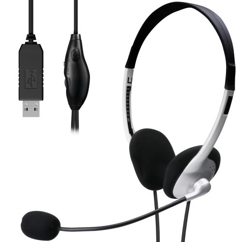 エレコム ヘッドセット USB 有線 マイク付き ヘッドホン 軽量 長時間 ウェブ会議 テレワーク LINE Skype windows オンラインゲームに対応 1.8m シルバー HS-FBE01USV