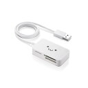 エレコム カードリーダー USB2.0 2倍速転送 ケーブル一体タイプ コンパクト設計 ホワイト MR-A39NWHF1