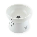 猫壱(necoichi)ハッピーダイニング 猫用 脚付フードボウル L 猫柄 吐き戻し軽減 電子レンジ食器洗浄機対応