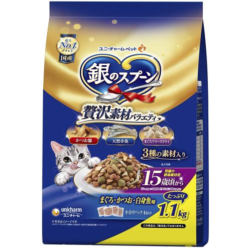 銀のスプーン キャットフード 贅沢素材バラエティ 腎臓の健康維持用 15歳頃から まぐろ・かつお・白 ...