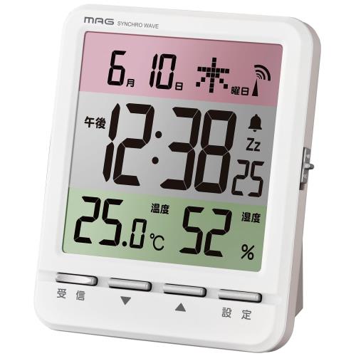 楽天ihpStoreMAG（マグ） 目覚し時計 置き時計 デジタル 電波時計 温度計 湿度計 温湿度計 カレンダー 電子音 アラーム スヌーズ ライト ホワイト スペクトル T-751 WH-Z ノア精密