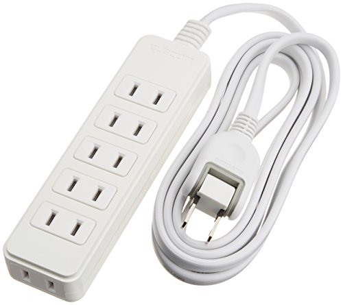 エレコム 電源タップ 配線しやすい180°スイングプラグ 6個口 2m ホワイト T-S02-2620WH