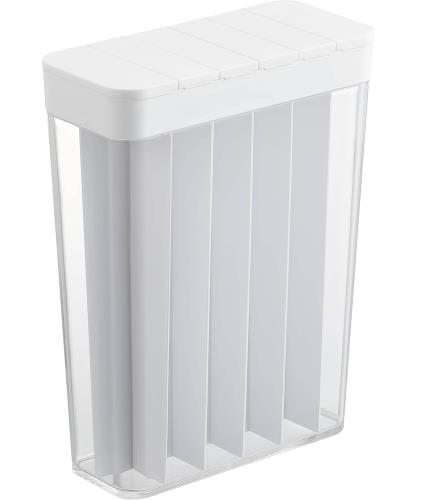 山崎実業(Yamazaki) 1合分別 冷蔵庫用米びつ ホワイト 約W18.5XD8.5XH24.5cm プレート Plate 計量いらず ライスストッカー スライド式 ..