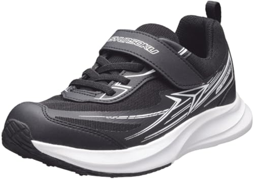 [SYUNSOKU] スニーカー キッズ 男の子 女の子 子供靴 防水 幅広 19~26cm 3E SJJ 1520 8920 ブラック_新カラー 24.0 cm