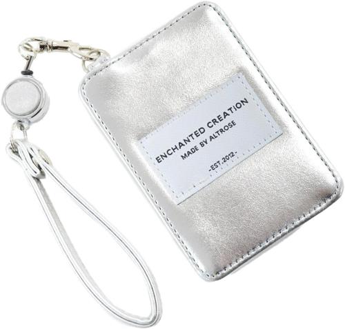 [アルトローズ] シルバー パスケース レディース メンズ かわいい おしゃれ シンプル 革 合皮 リール付..