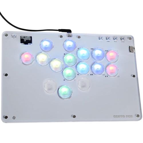 Haute42 レバーレス アケコン T16 PROホワイト レバーレスコントローラー ｜EVO大会対応・膝置き可｜ 静音強化/絶妙押し心地 無遅延 格ゲー向け For PC Switch2 Switch PS4 PS3 RGB LED ホットスワップ 天板カスタマイズ用テンプレート スリム薄型・天板広め 連射機能 日本語