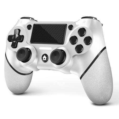 AceGamer ps4コントローラー Bluetooth 無線接続 持ちやすい 握り心地 Turbo連射 6軸ジャイロセンサー機能搭載 二重振動 高耐久ボタン イヤホンジャック付き ps4とps4 proとps4 slimに対応するワイヤレスコントローラー 日本語取扱説明書付き ブラック＆ホワイト