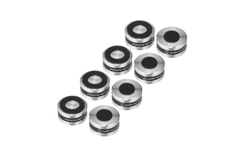 オーディオテクニカ AT6098a レコードプレーヤー インシュレーター スピーカー スパイク ステンレス削り出し 高密度ウレタン SlimeFlex 8個1組 シルバー