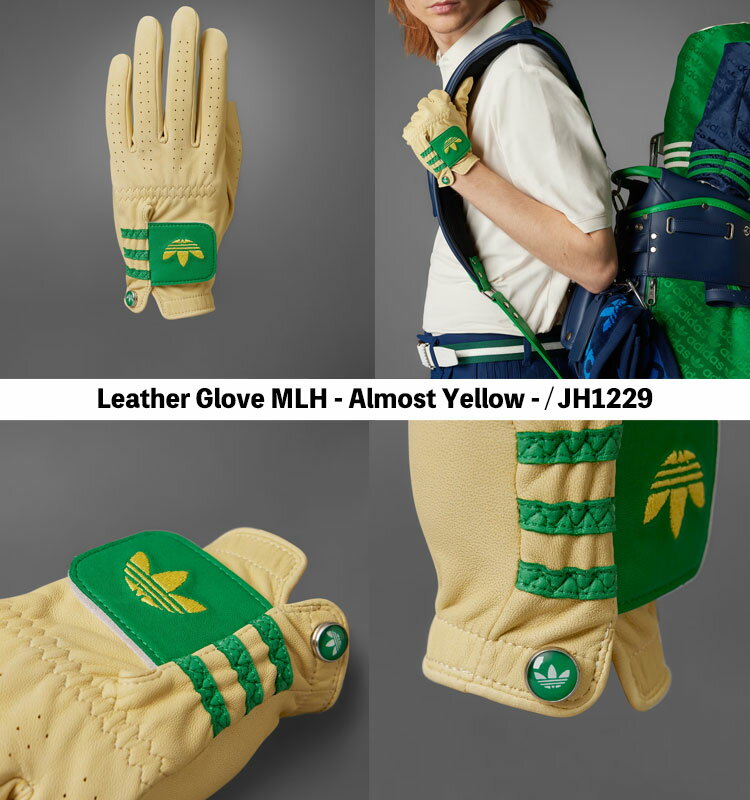オリジナルスゴルフ ゴルフグローブ マーカー付き レザー 左手用 adidas originals GOLF レザー グローブ ひだり手 Almost Yellow オールモスト イエロー JH1229【中古】未使用品