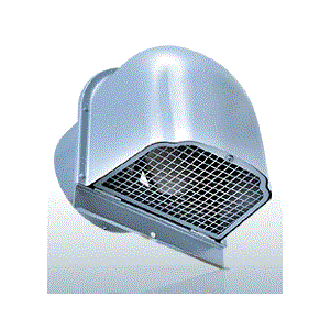 西邦工業【CFND200SCBL】金網型3メッシュ　下部開閉タイプ　防火ダンパー付外壁用ステンレス換気口　深型フード〔HF〕