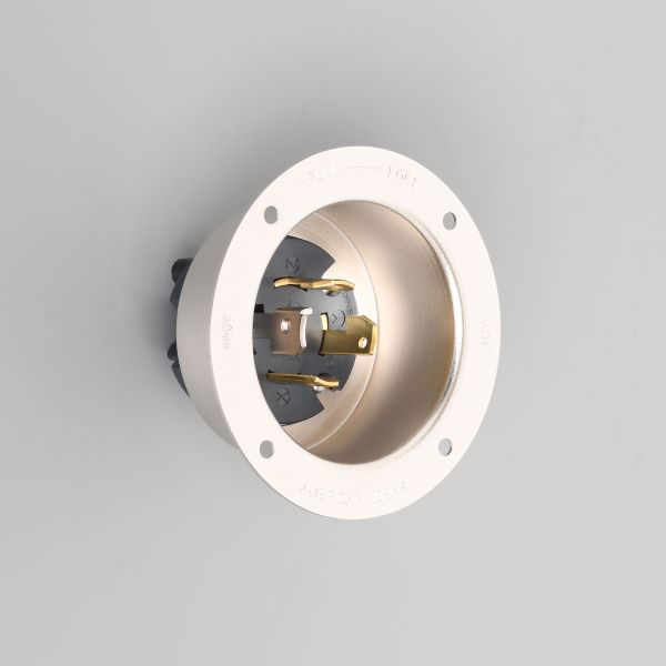 Яアメリカン電機 【4325】銀色 フランジインレット メタルケース 引掛形 30A 接地形3P 250V