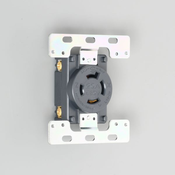 Яアメリカン電機 【4240-2-L16】黒色 防水形プレート専用コンセント 引掛形 20A 接地形3P 480V (NEMA L16-20)