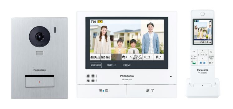 パナソニック テレビドアホン【VL-SWE710KS】ワイヤレスモニター付 3-7タイプ 外でもドアホン 電源コード式〔▽〕