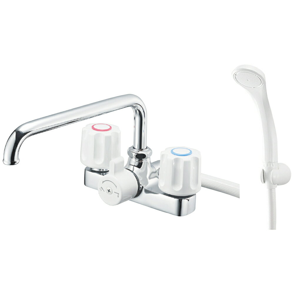 ∠三栄水栓/SANEI 水栓金具【SK710-W-13】ツーバルブデッキシャワー混合栓(共用形)〔GA〕