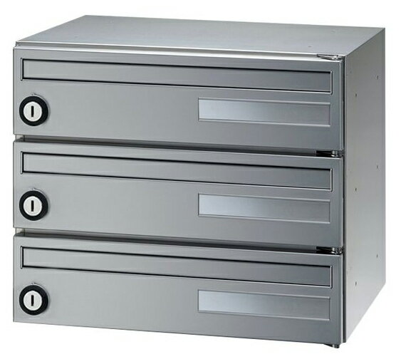 ###u.田島メタルワーク【F1001-3(シリンダー錠)】花がすみ 集合住宅用 郵便受箱 屋内・前入前出 省スペースタイプ 3段 DFS(ダル) 受注生産