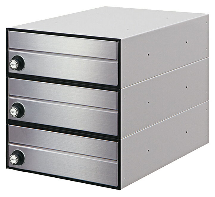 ###u.田島メタルワーク【MX-91-28FF-3-HL(ラッチロック錠)】ヘアライン 集合タイプ郵便受 省スペースタイプ 防雨仕様・前入前出 3段 受注生産