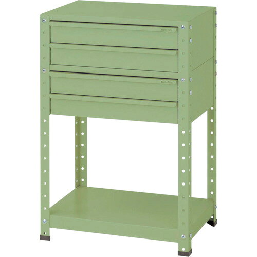 ●u.ヤマキン/山金工業【W6-S2-G】スペシャルワゴン 固定式 W600×D400×H900 グリーン 組立式