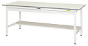 ####u.ヤマキン/山金工業【SUP-1875WT-WW】ワークテーブル 150シリーズ 固定式 ワイド引出し付 H740mm 半面棚板付 組立式(3)