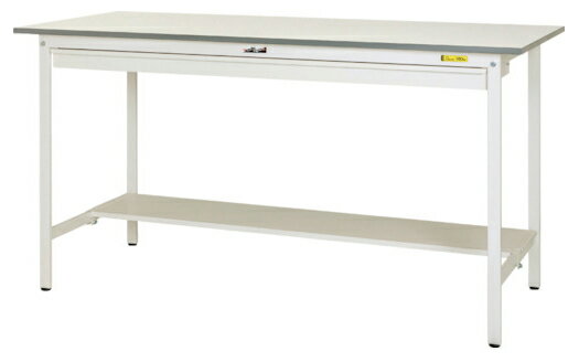 ●u.ヤマキン/山金工業【SUPH-1260WT-WW】ワークテーブル 150シリーズ 固定式 ワイド引出し付 H950mm 半面棚板付 組立式