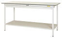 ####u.ヤマキン/山金工業【SUPH-1260WTT-WW】ワークテーブル 150シリーズ 固定式 ワイド引出し付 H950mm 全面棚板付 組立式