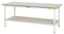 ####u.ヤマキン/山金工業【SUPA-960TT-WW】ワークテーブル 150シリーズ 高さ調整タイプ H600mm〜H900mm 全面棚板付 組立式(3)