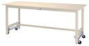 ####u.ヤマキン/山金工業【SWSU-1875-II】ワークテーブル 300シリーズ ワンタッチ移動タイプ H740mm スチール天板 アイボリー 組立式(3)