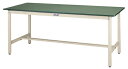 ####u.ヤマキン/山金工業【SJR-1890-GI】ワークテーブル 500シリーズ 固定式 H740mm 塩ビシート天板(グリーン) アイボリー 組立式(3)