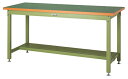 ####u.ヤマキン/山金工業【SSRH-1890T-GG】ワークテーブル スーパータイプ 固定式 H900mm 塩ビシート天板 グリーン 組立式