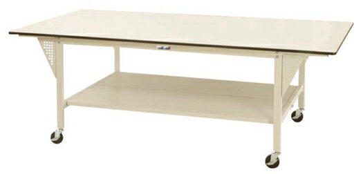 ####u.ヤマキン/山金工業【SWPWC-2412TT-II】ワークテーブル ワイドタイプ 移動式 H856mm 全面棚板付 組立式