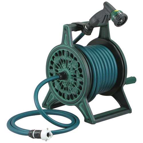 ●カクダイ【553-801】レトロホースリール//グリーン〔GB〕