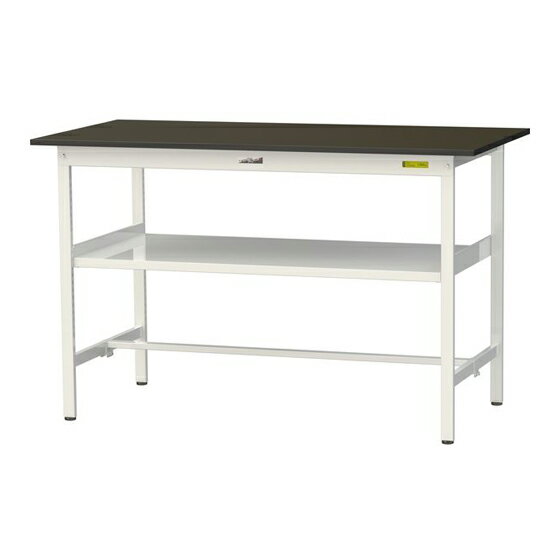 ####u.ヤマキン/山金工業 【SLMH-1575F-BRW】ワークテーブル LABシリーズ(固定式 中間棚板付) H950mm 基本形 指紋レスメラミン天板(ブラウン) 組立式