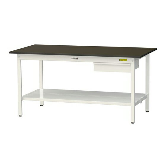####u.ヤマキン/山金工業 【SLM-1575UTT-BRW】ワークテーブル LABシリーズ(固定式 キャビネット付) H740mm 全面棚板付 指紋レスメラミン天板(ブラウン) 組立式