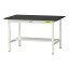 ####u.ヤマキン/山金工業 【SLKA-1275T-BKW】ワークテーブル LABシリーズ(高さ調整タイプ) H600〜H900mm 半面棚板付 ケミテクト天板(ブラック) 組立式