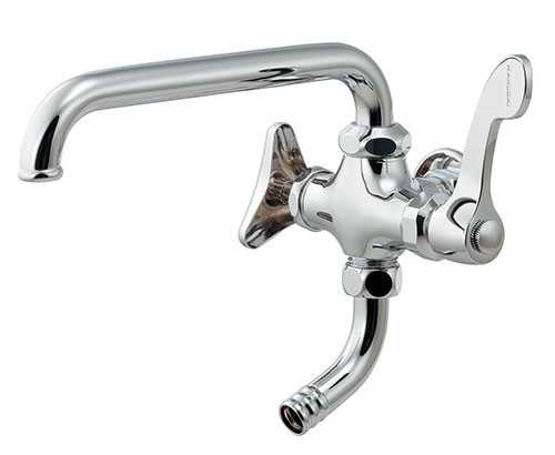 カクダイ【704-407-13QR】厨房用双口横形自在水栓〔GB〕