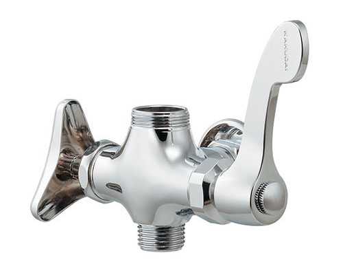 カクダイ【704-497-13QR】厨房用双口横形自在水栓本体〔GB〕