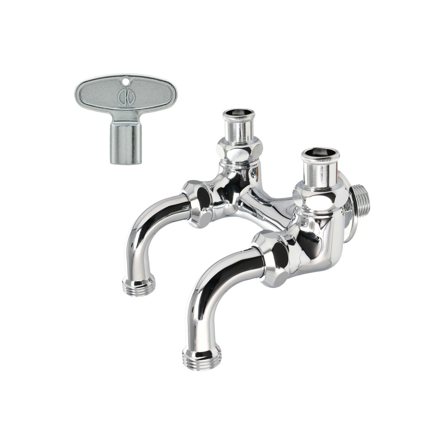 カクダイ/GAONA/ガオナ 【GA-RE012】共用双口ホーム水栓 ガーデン水栓 これエエやん〔▽〕