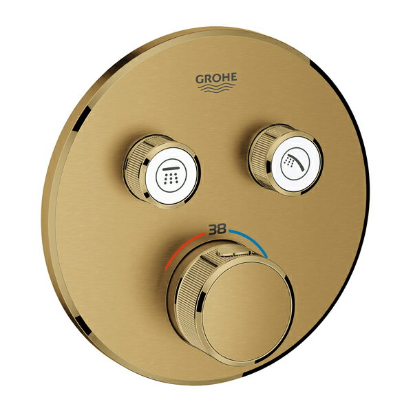 グローエ 水栓金具【29119GN0J】ブラッシュドクールサンライズ サーモスタット2バルブ混合栓 ラウンド..