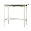 ####u.ヤマキン/山金工業 【SURAH-1260T-GYW】ワークテーブル 150シリーズ 高さ調整タイプ H900mm〜H1200mm 半面棚板付 RoHS2指令対応塩ビシート天板 組立式(3)