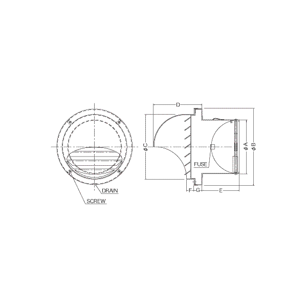 あいあいショップさくらの西邦工業【AFZD175C】同芯ガラリ型・防火ダンパー付外壁用アルミ製換気口・セルフード〔HF〕｜アングル2