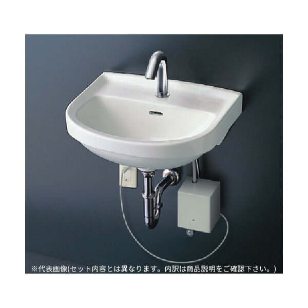 ###TOTO セット品番【L210C+TLE28SS1A】壁掛洗面器 カウンター一体型 台付自動水栓(単水栓・AC100V) アクアオート 壁排水金具(Pトラップ)