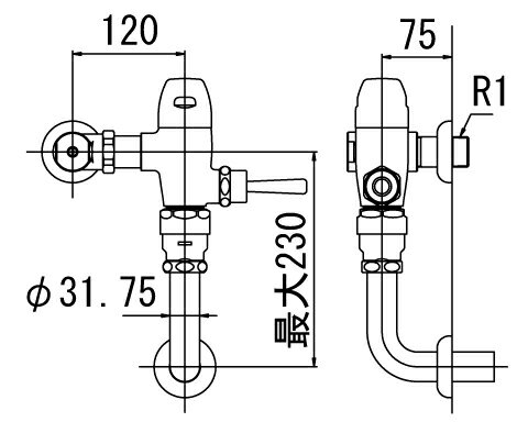 ▽INAX/LIXIL フラッシュバルブ 洗浄水量10-15L便器用【CF-510KU】一般用(節水形)〔IE〕