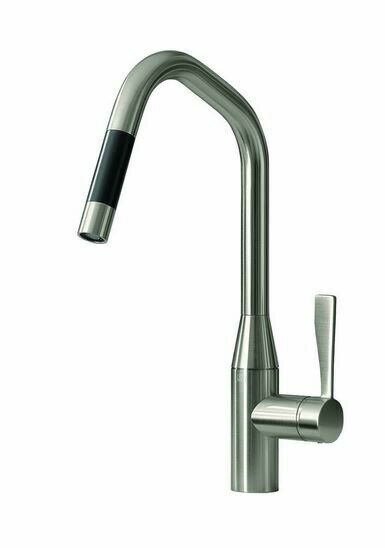 ###リラインス 水栓金具【33.875.895.06】ドンブラハ ジンク 1穴型シングルレバーキッチン用混合栓 ヘッド引き出しタイプ プラチナマット 受注約2ヶ月〔FD〕