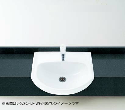 ###INAX/LIXIL セット品番【L-62FC/BW1+LF-WF340SYC】はめ込み前丸形手洗器 オーバーカウンター式 シングルレバー混合水栓 壁給水・壁排水(Pトラップ)