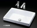 ###TOTO セット品番【LS716#NW1+TLG08303J】ホワイト カウンター式洗面器 ベッセル式 台付シングル混合水栓(エコシングル) 壁排水金具(...