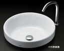 ###TOTO セット品番【LS703#NW1+TLG09303J】ホワイト カウンター式洗面器 ベッセル式 台付シングル混合水栓(エコシングル) 床排水金具(...