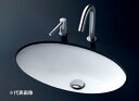 ###TOTO セット品番【L532+TLG09201J】カウンター式洗面器 アンダーカウンター式 台付2ハンドル混合水栓 床排水金具(Sトラップ)