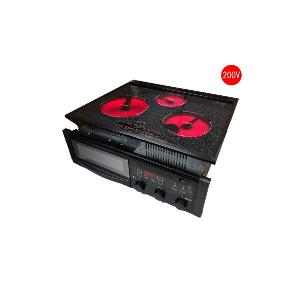 ●三化工業【SRH-BR236AG】3口ラジエントヒーター ブラック ビルトイン3口(グリル付)〔▽〕